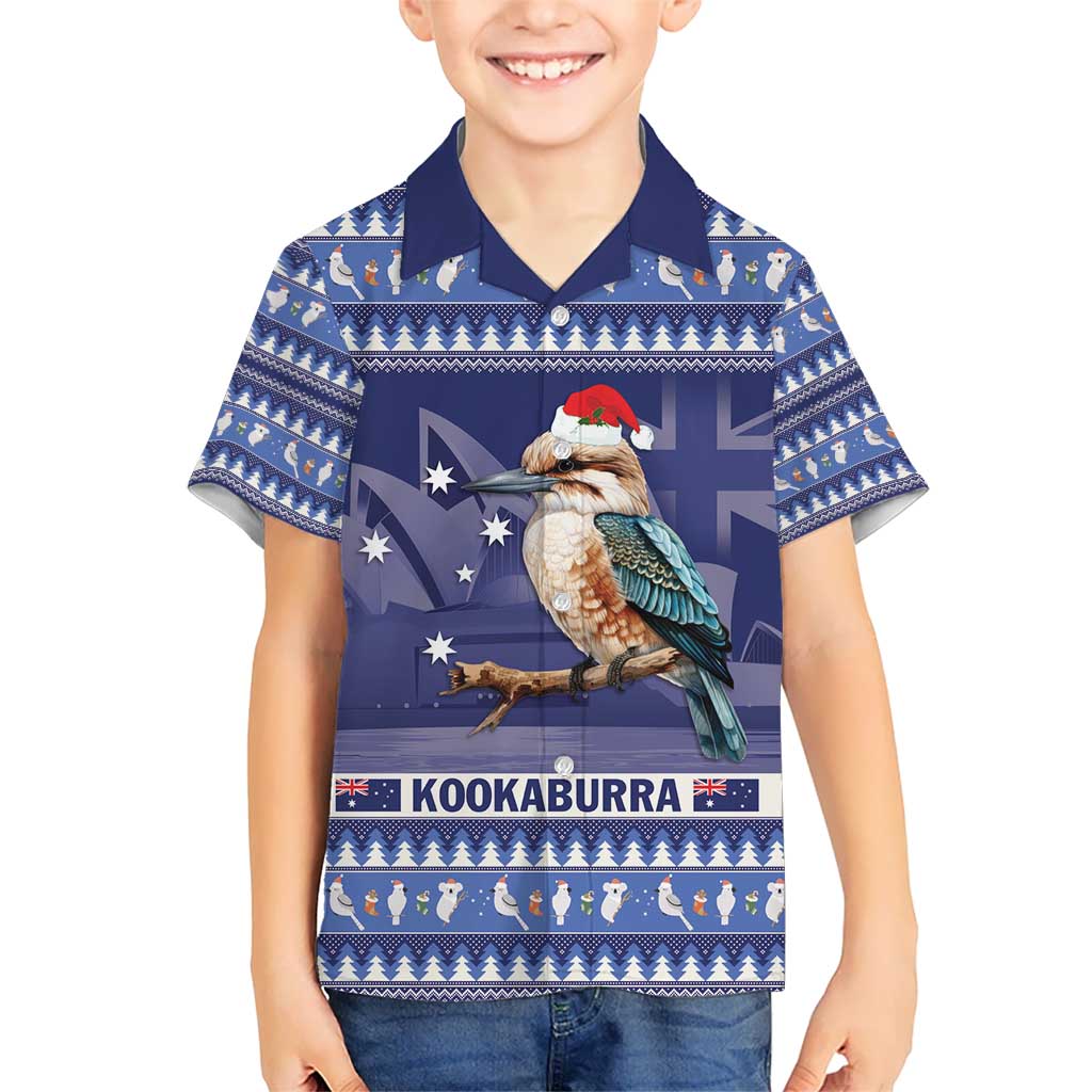 Aussie Kookaburra Hawaiian Shirt Merry Christmas Blue Style - Vibe Hoodie Shop