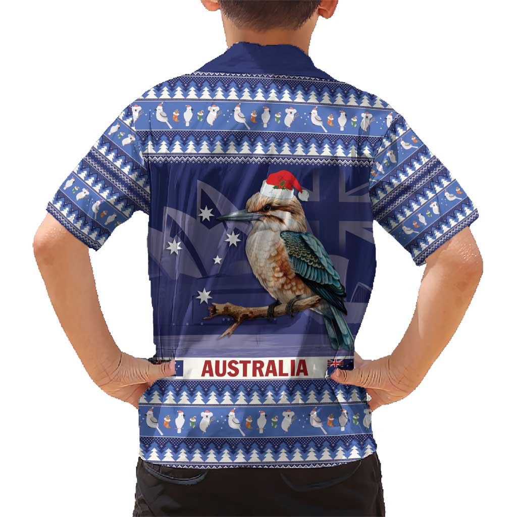 Aussie Kookaburra Hawaiian Shirt Merry Christmas Blue Style - Vibe Hoodie Shop