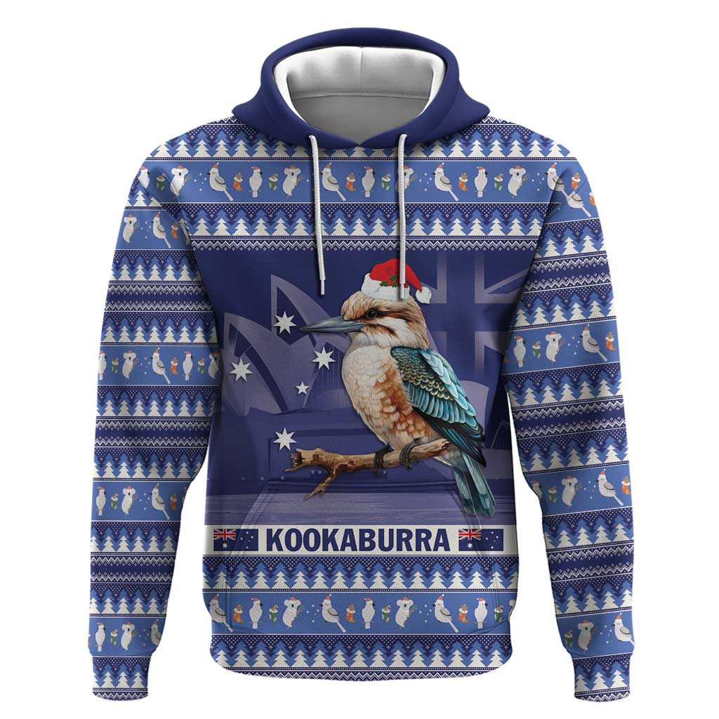 Aussie Kookaburra Hoodie Merry Christmas Blue Style LT9 - Vibe Hoodie Shop
