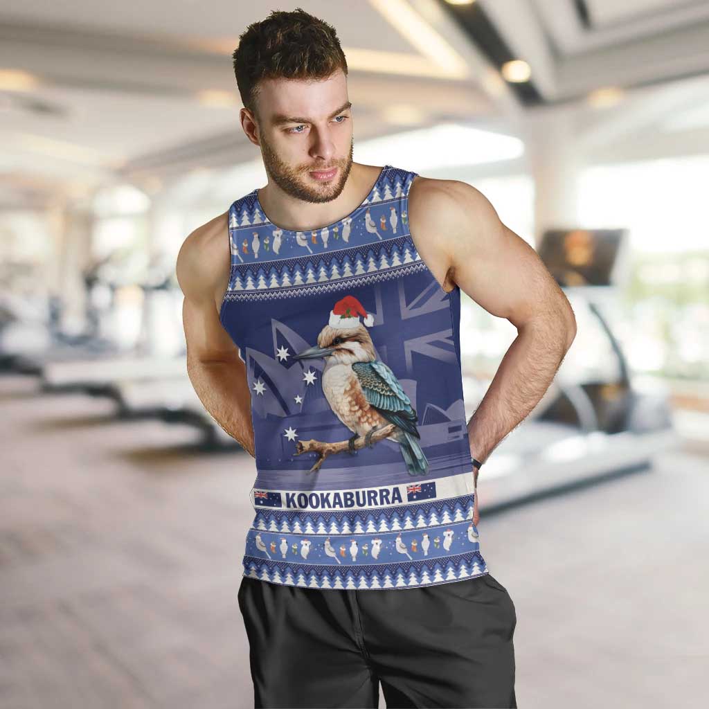 Aussie Kookaburra Men Tank Top Merry Christmas Blue Style - Vibe Hoodie Shop
