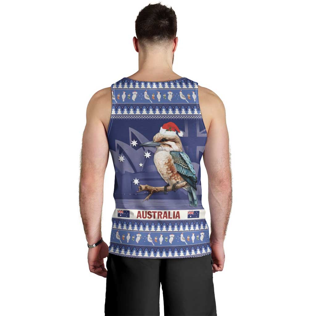 Aussie Kookaburra Men Tank Top Merry Christmas Blue Style - Vibe Hoodie Shop