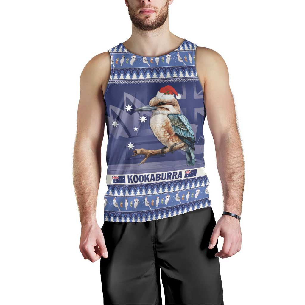 Aussie Kookaburra Men Tank Top Merry Christmas Blue Style - Vibe Hoodie Shop