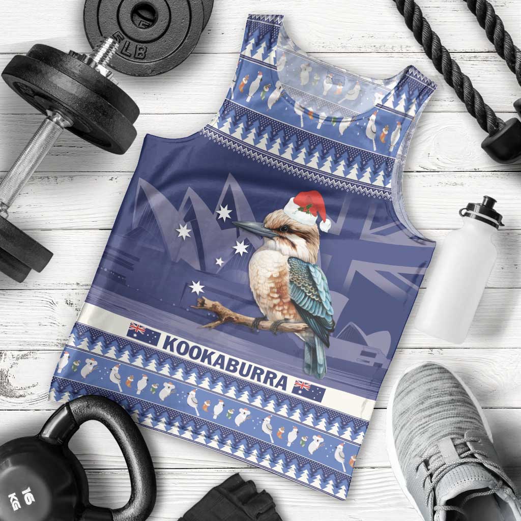 Aussie Kookaburra Men Tank Top Merry Christmas Blue Style - Vibe Hoodie Shop