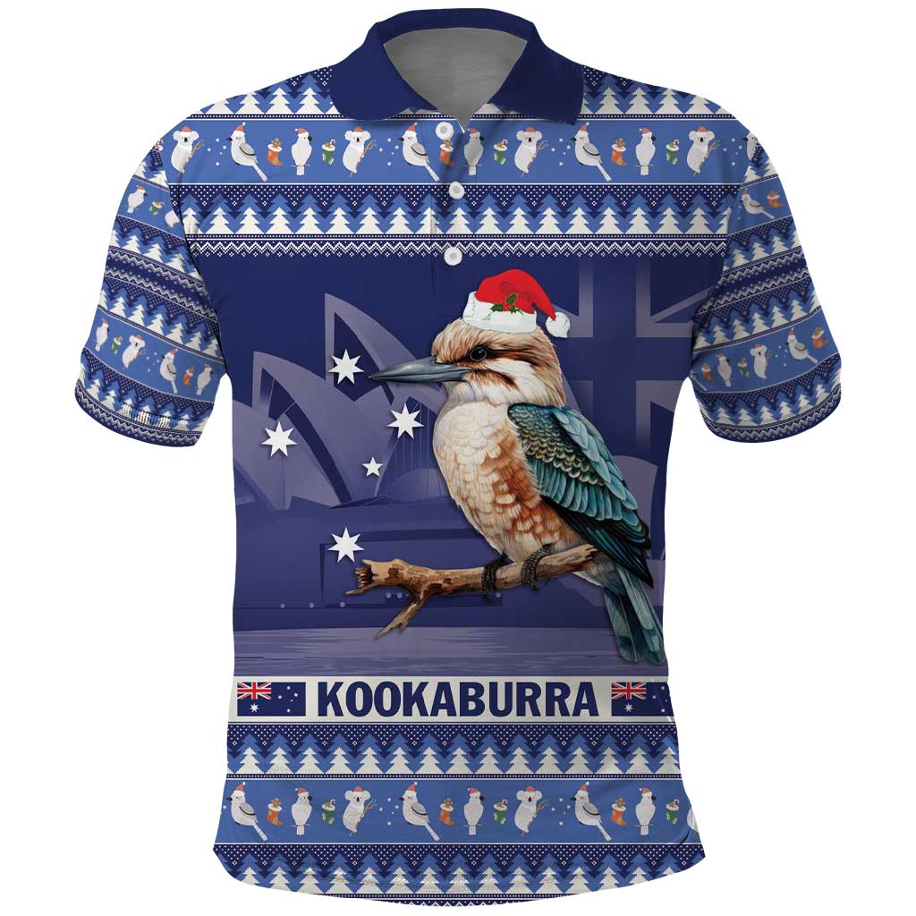 Aussie Kookaburra Polo Shirt Merry Christmas Blue Style LT9 - Vibe Hoodie Shop