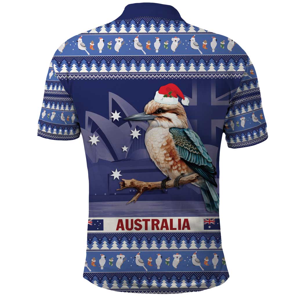 Aussie Kookaburra Polo Shirt Merry Christmas Blue Style LT9 - Vibe Hoodie Shop