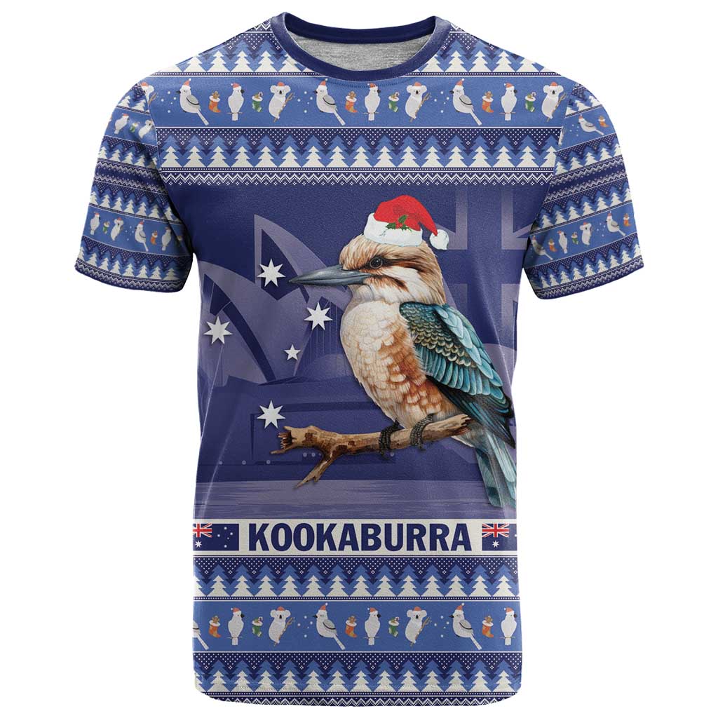 Aussie Kookaburra T Shirt Merry Christmas Blue Style LT9 - Vibe Hoodie Shop