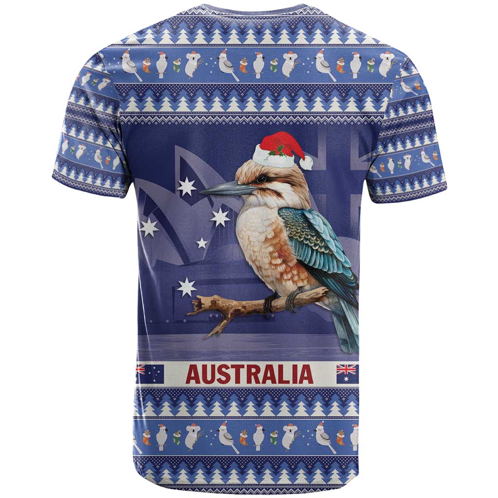 Aussie Kookaburra T Shirt Merry Christmas Blue Style LT9 - Vibe Hoodie Shop