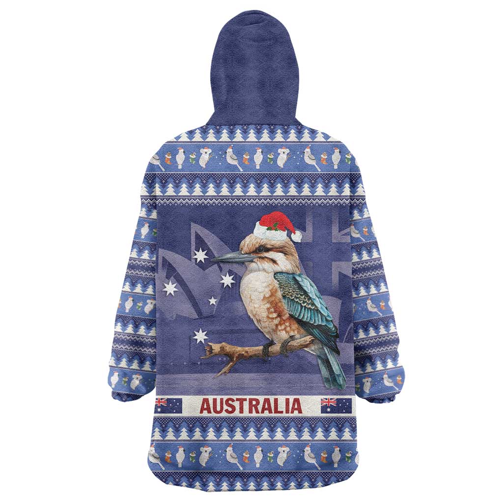 Aussie Kookaburra Wearable Blanket Hoodie Merry Christmas Blue Style - Vibe Hoodie Shop