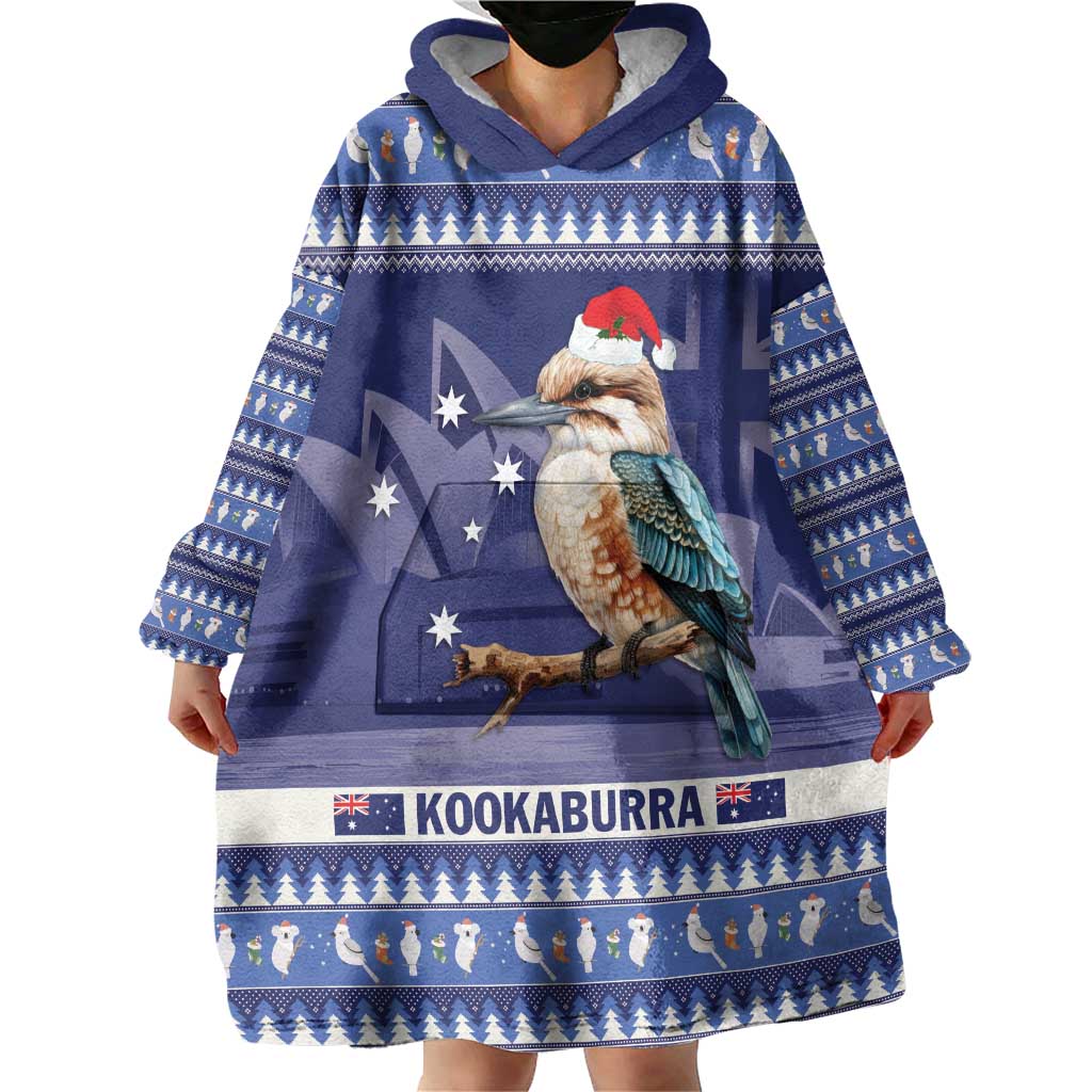 Aussie Kookaburra Wearable Blanket Hoodie Merry Christmas Blue Style - Vibe Hoodie Shop