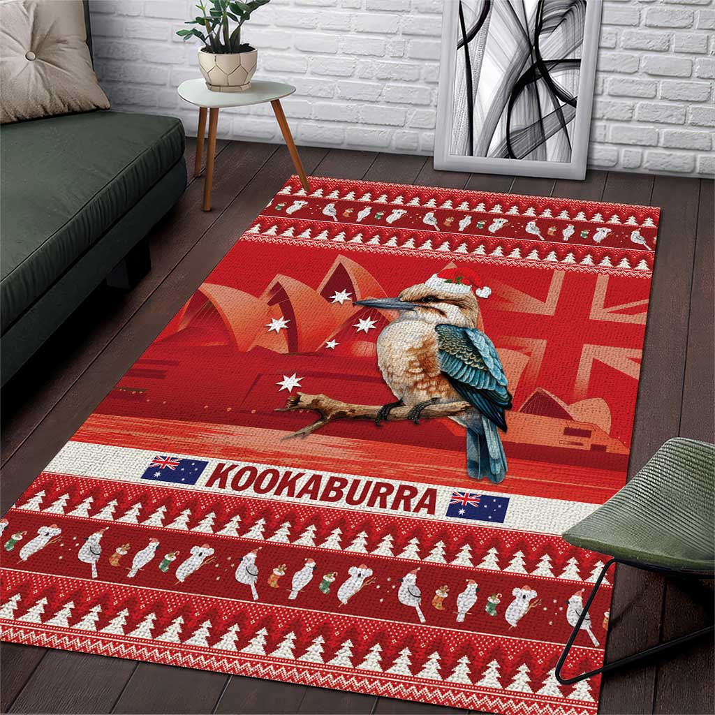 Aussie Kookaburra Area Rug Merry Christmas Red Style - Vibe Hoodie Shop