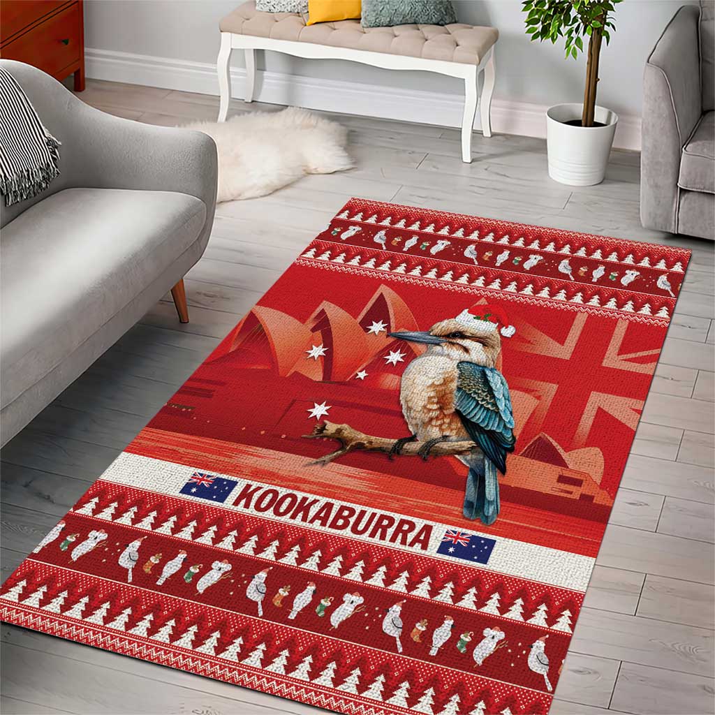 Aussie Kookaburra Area Rug Merry Christmas Red Style - Vibe Hoodie Shop