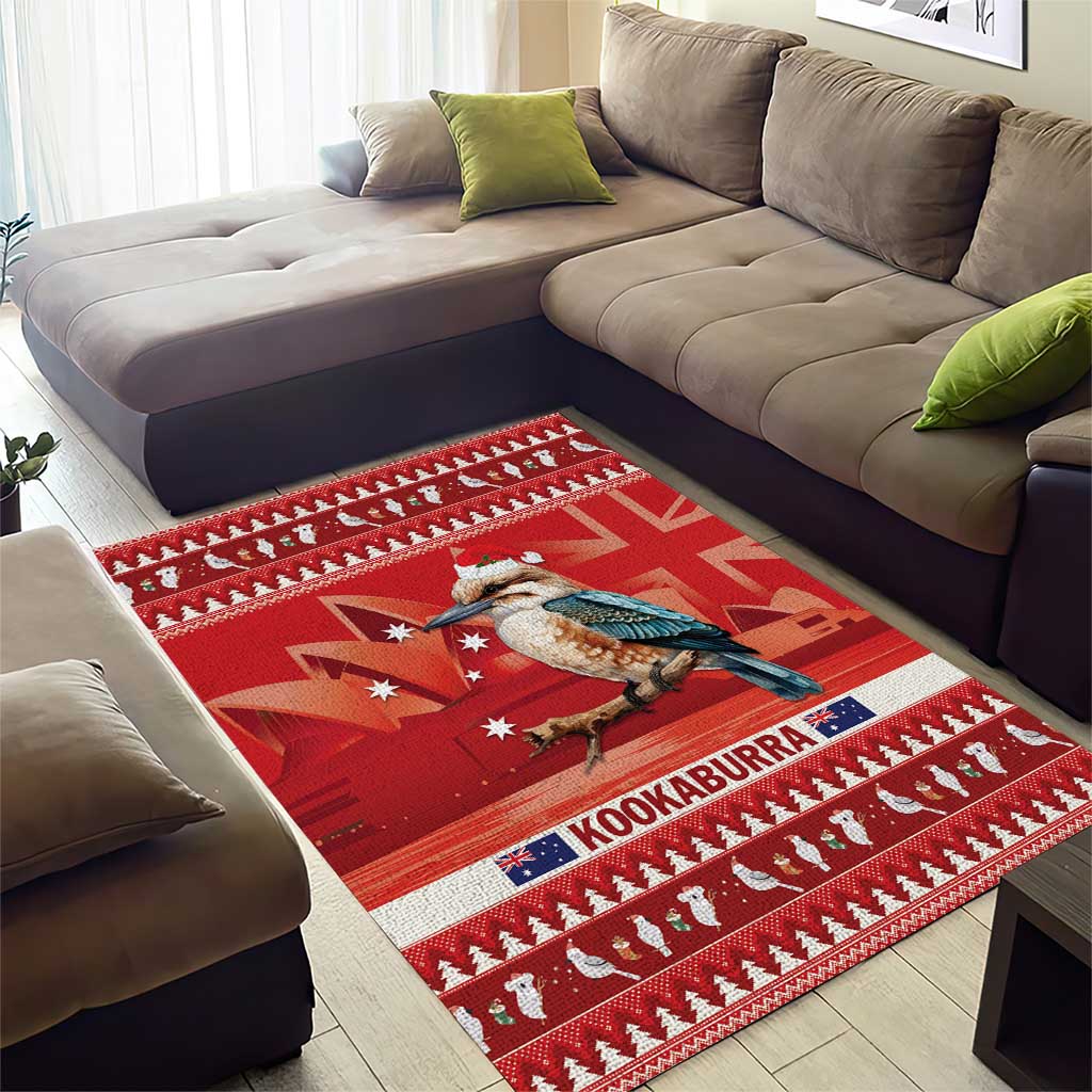 Aussie Kookaburra Area Rug Merry Christmas Red Style - Vibe Hoodie Shop