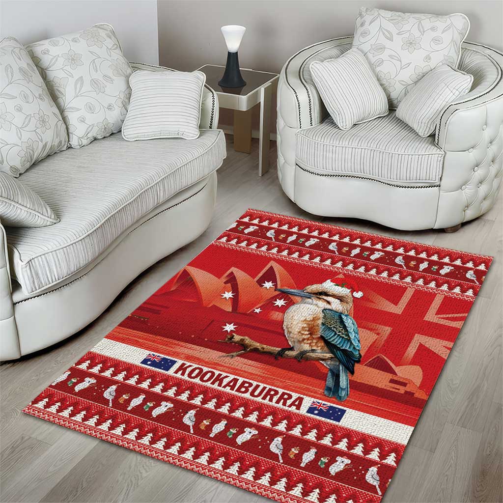 Aussie Kookaburra Area Rug Merry Christmas Red Style - Vibe Hoodie Shop