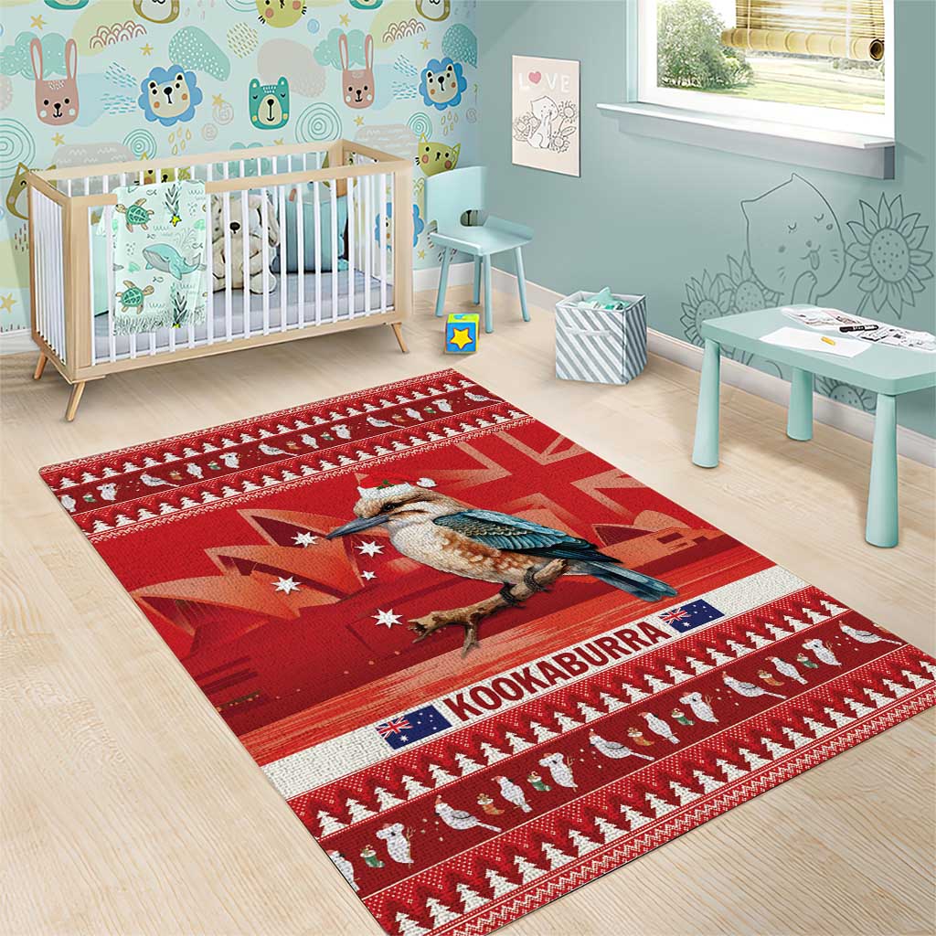 Aussie Kookaburra Area Rug Merry Christmas Red Style - Vibe Hoodie Shop