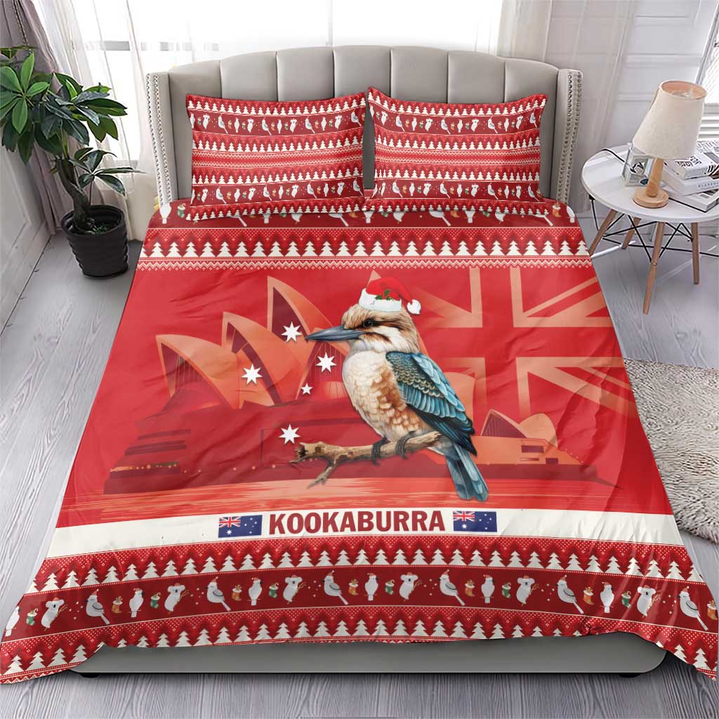 Aussie Kookaburra Bedding Set Merry Christmas Red Style - Vibe Hoodie Shop