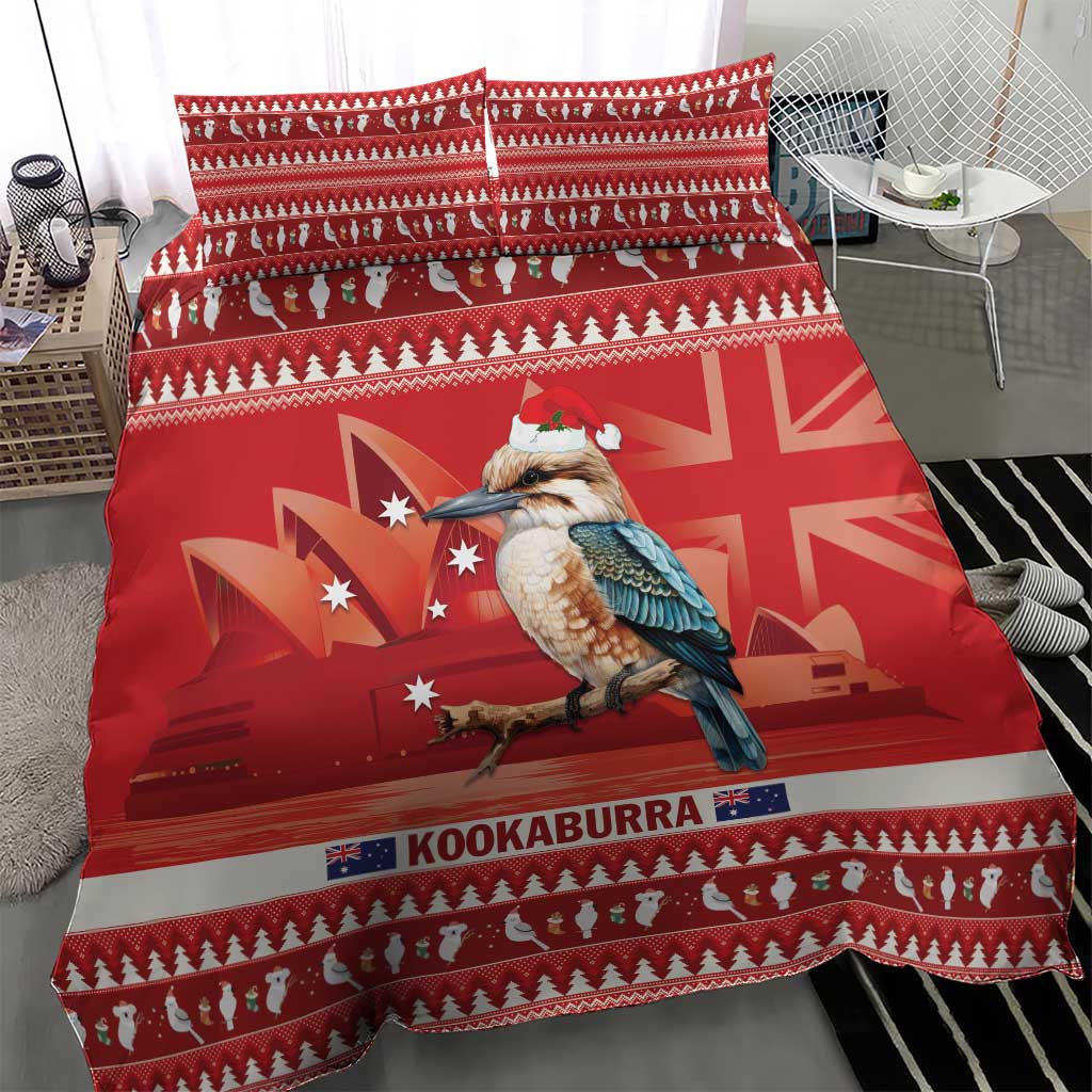Aussie Kookaburra Bedding Set Merry Christmas Red Style - Vibe Hoodie Shop