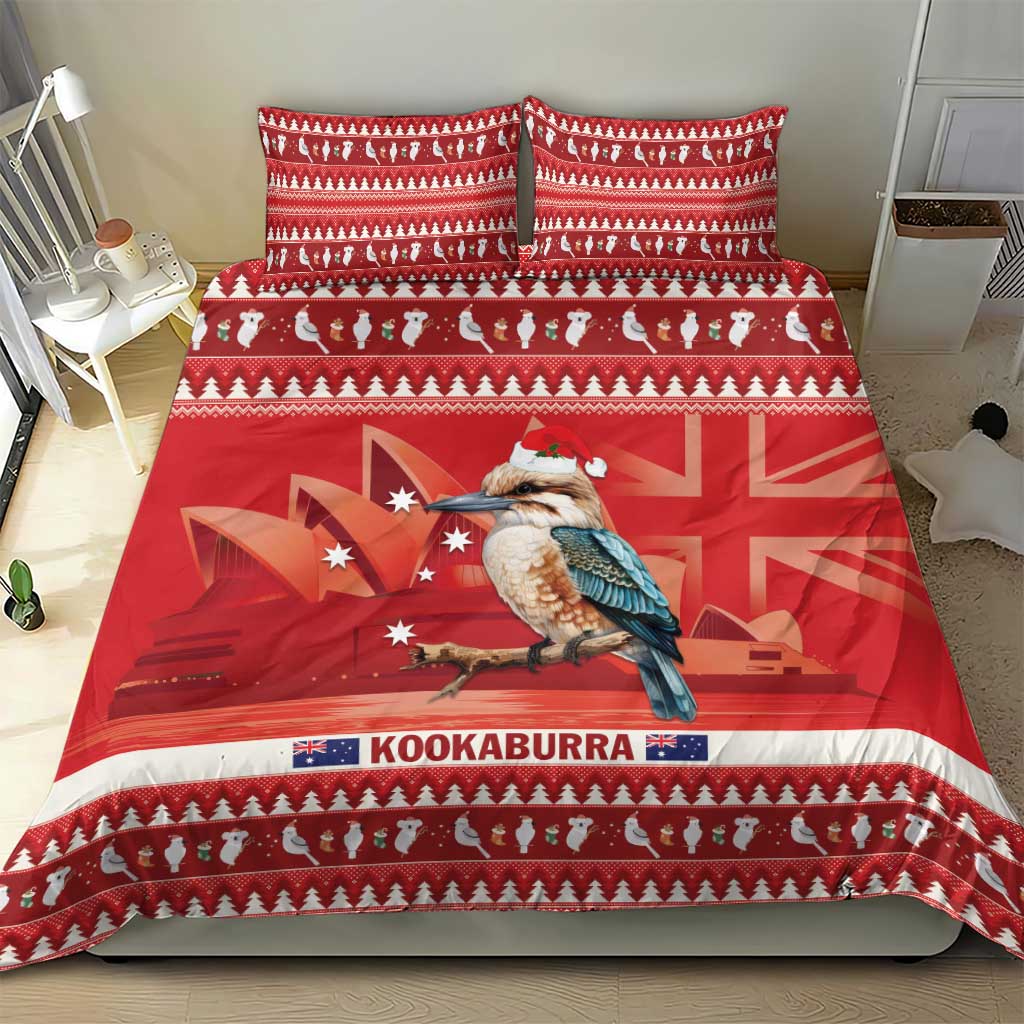 Aussie Kookaburra Bedding Set Merry Christmas Red Style - Vibe Hoodie Shop