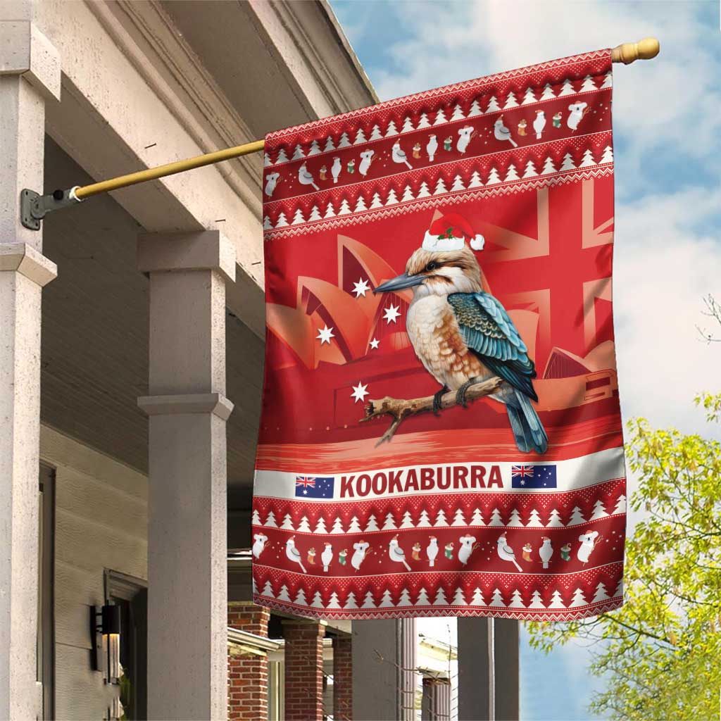 Aussie Kookaburra Garden Flag Merry Christmas Red Style - Vibe Hoodie Shop
