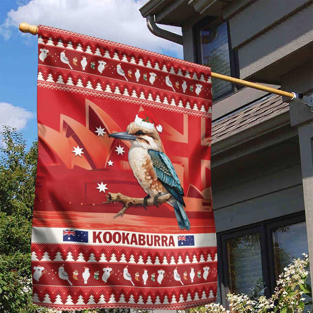 Aussie Kookaburra Garden Flag Merry Christmas Red Style - Vibe Hoodie Shop