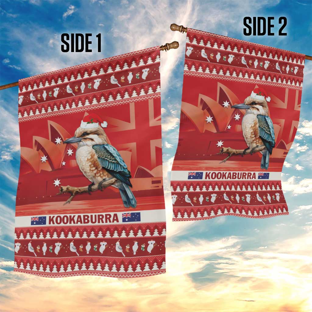 Aussie Kookaburra Garden Flag Merry Christmas Red Style - Vibe Hoodie Shop