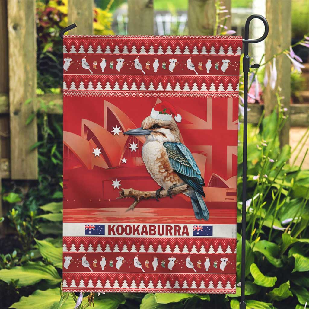 Aussie Kookaburra Garden Flag Merry Christmas Red Style - Vibe Hoodie Shop