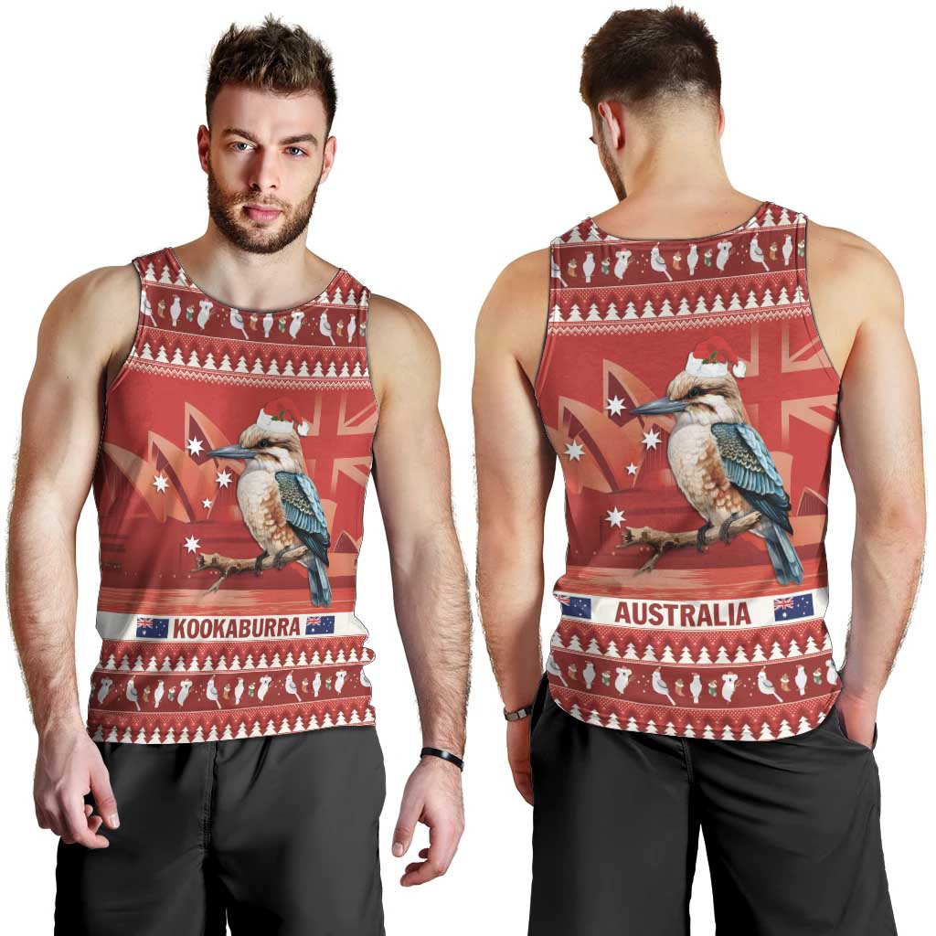 Aussie Kookaburra Men Tank Top Merry Christmas Red Style - Vibe Hoodie Shop