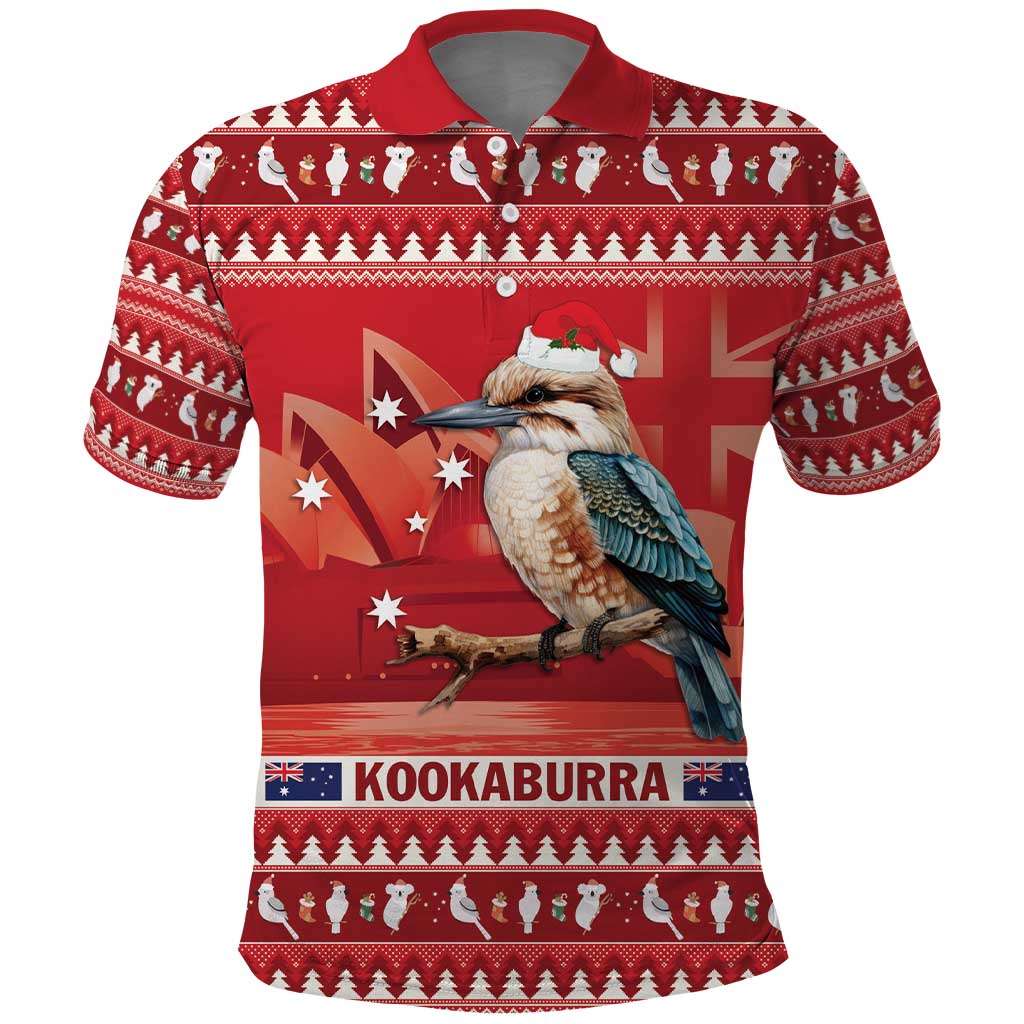 Aussie Kookaburra Polo Shirt Merry Christmas Red Style LT9 - Vibe Hoodie Shop