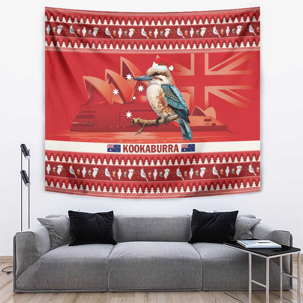 Aussie Kookaburra Tapestry Merry Christmas Red Style - Vibe Hoodie Shop