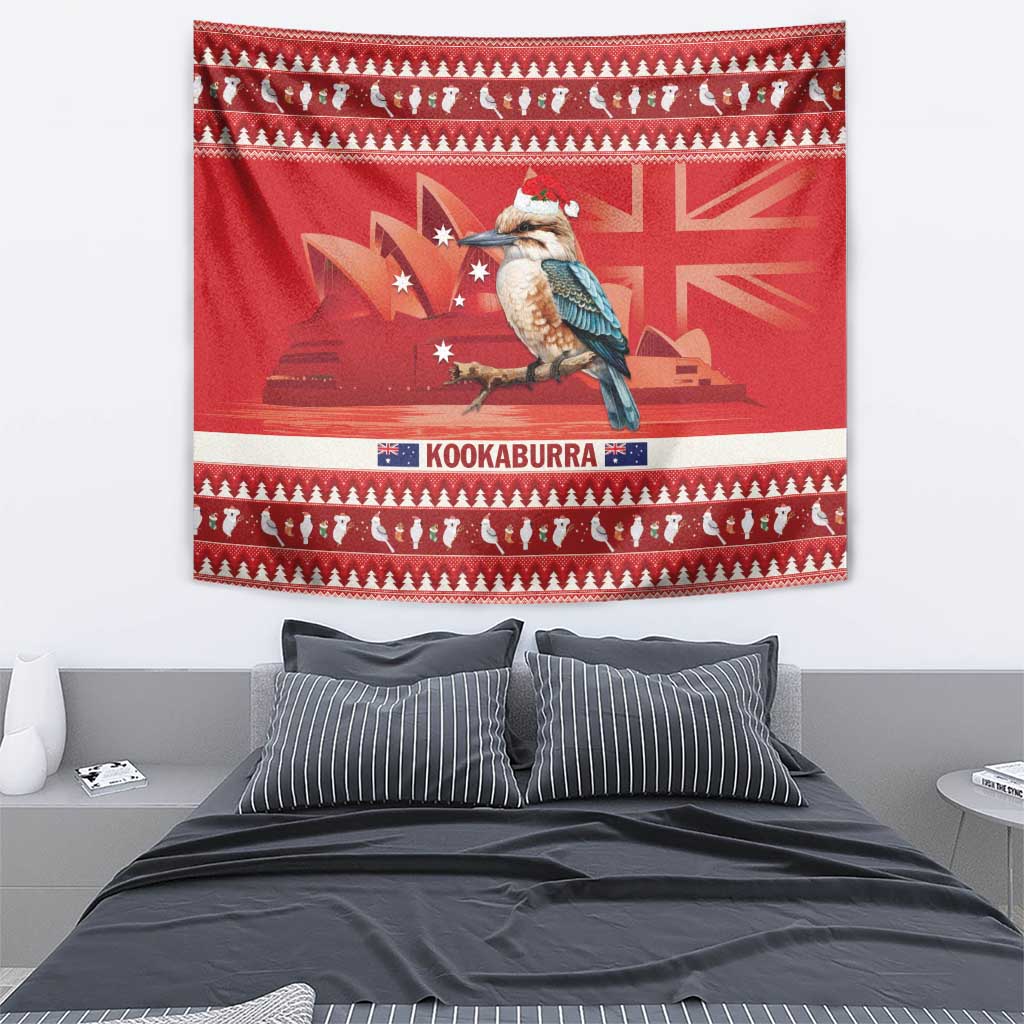 Aussie Kookaburra Tapestry Merry Christmas Red Style - Vibe Hoodie Shop