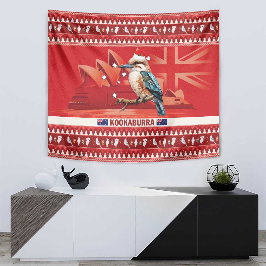 Aussie Kookaburra Tapestry Merry Christmas Red Style - Vibe Hoodie Shop