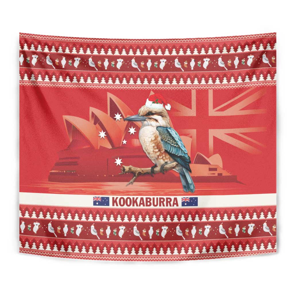 Aussie Kookaburra Tapestry Merry Christmas Red Style - Vibe Hoodie Shop