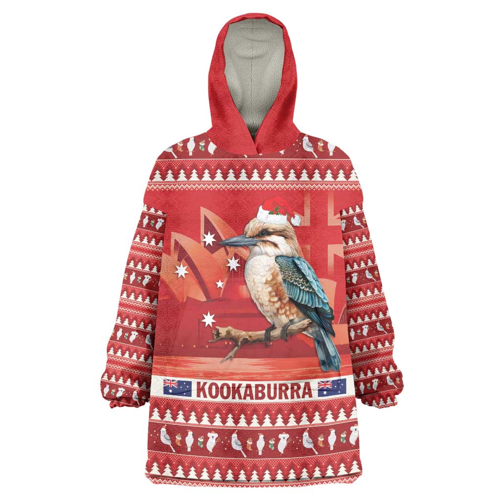 Aussie Kookaburra Wearable Blanket Hoodie Merry Christmas Red Style - Vibe Hoodie Shop
