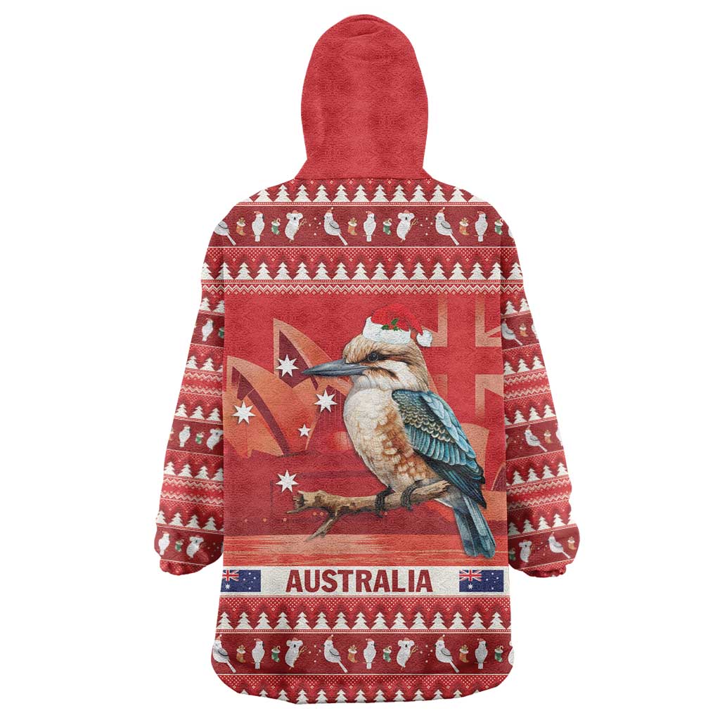 Aussie Kookaburra Wearable Blanket Hoodie Merry Christmas Red Style - Vibe Hoodie Shop