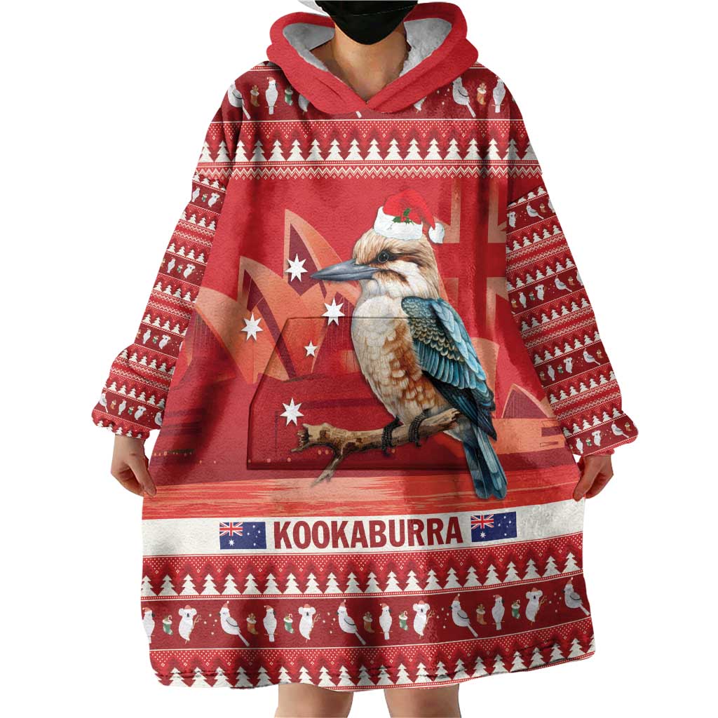 Aussie Kookaburra Wearable Blanket Hoodie Merry Christmas Red Style - Vibe Hoodie Shop