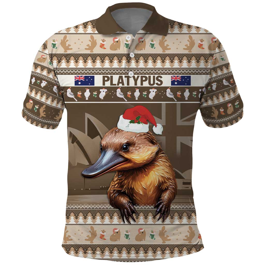 Aussie Platypus Polo Shirt Merry Christmas LT9 - Vibe Hoodie Shop