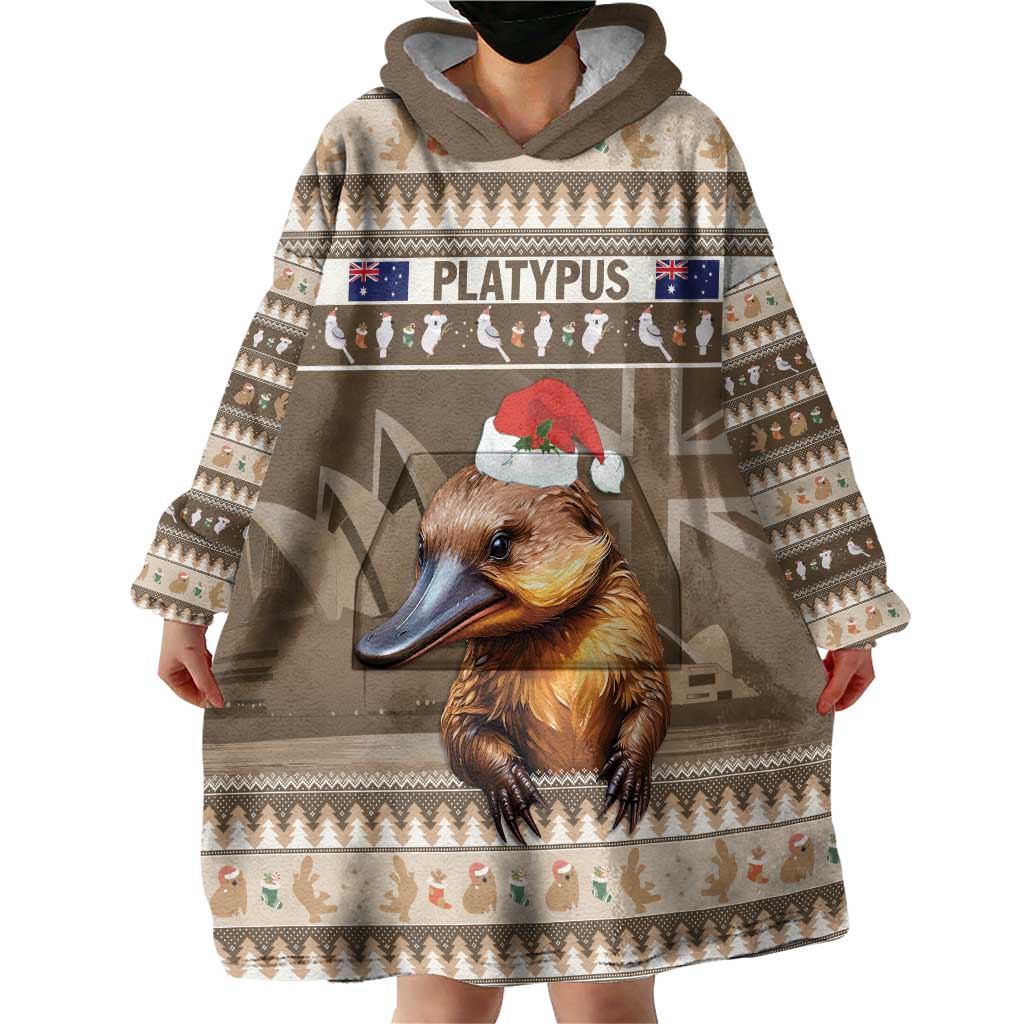 Aussie Platypus Wearable Blanket Hoodie Merry Christmas - Vibe Hoodie Shop