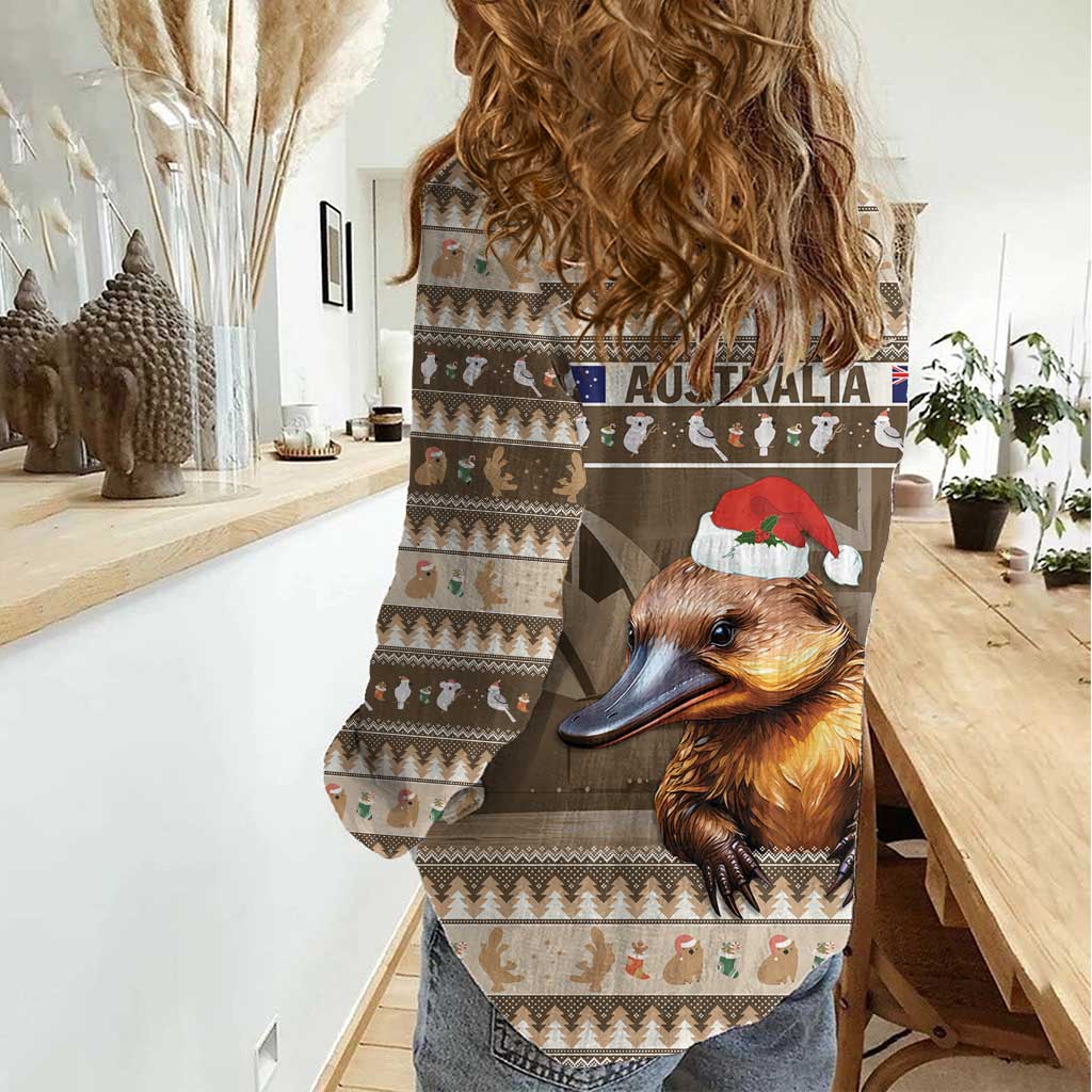 Aussie Platypus Women Casual Shirt Merry Christmas - Vibe Hoodie Shop