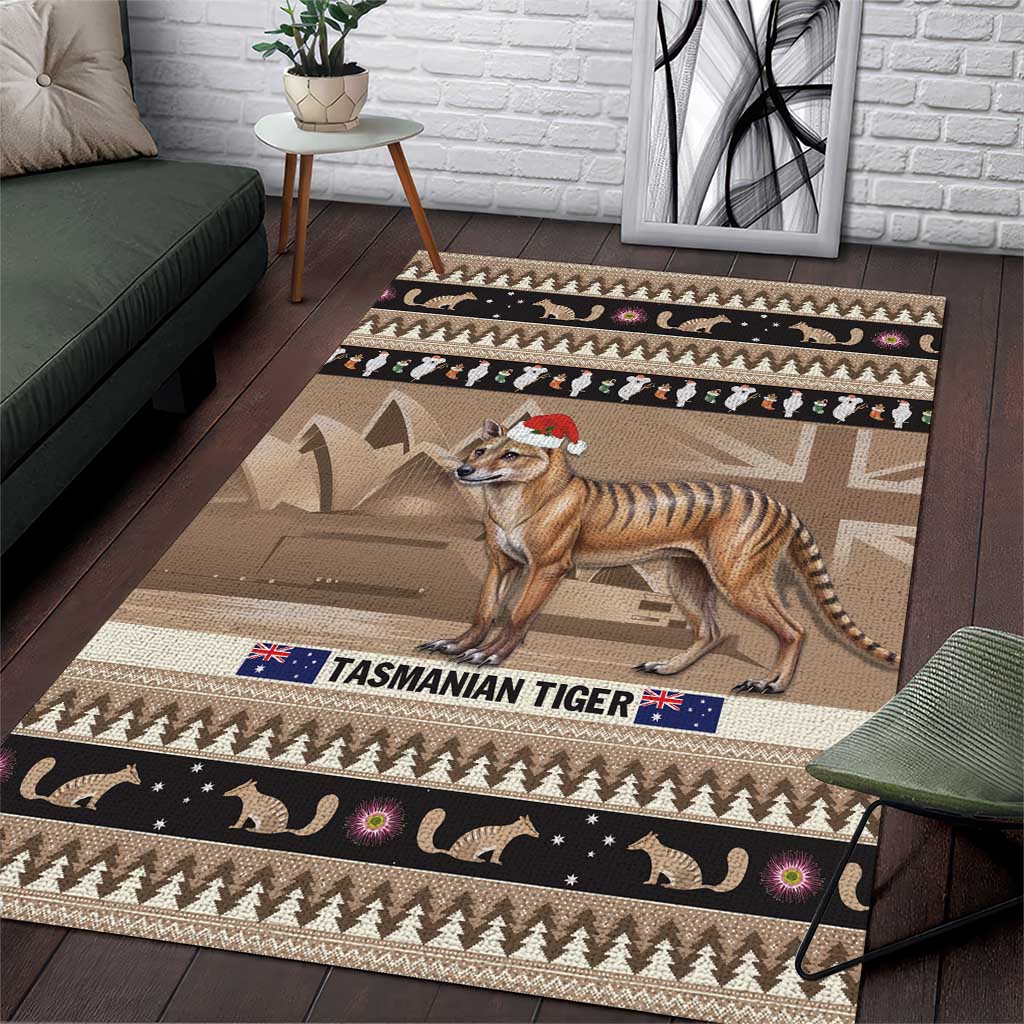 Aussie Tasmanian Tiger Area Rug Merry Christmas - Vibe Hoodie Shop