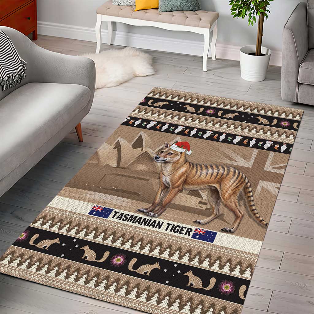 Aussie Tasmanian Tiger Area Rug Merry Christmas - Vibe Hoodie Shop