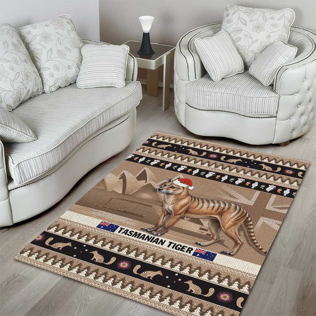 Aussie Tasmanian Tiger Area Rug Merry Christmas - Vibe Hoodie Shop