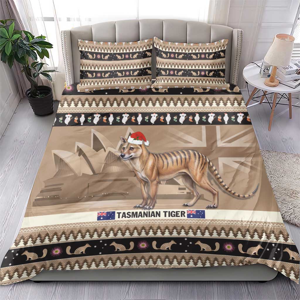 Aussie Tasmanian Tiger Bedding Set Merry Christmas - Vibe Hoodie Shop
