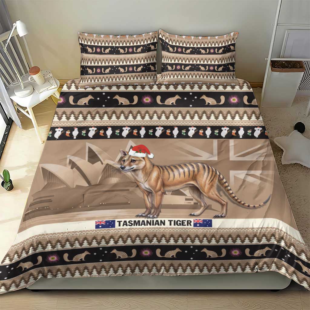 Aussie Tasmanian Tiger Bedding Set Merry Christmas - Vibe Hoodie Shop