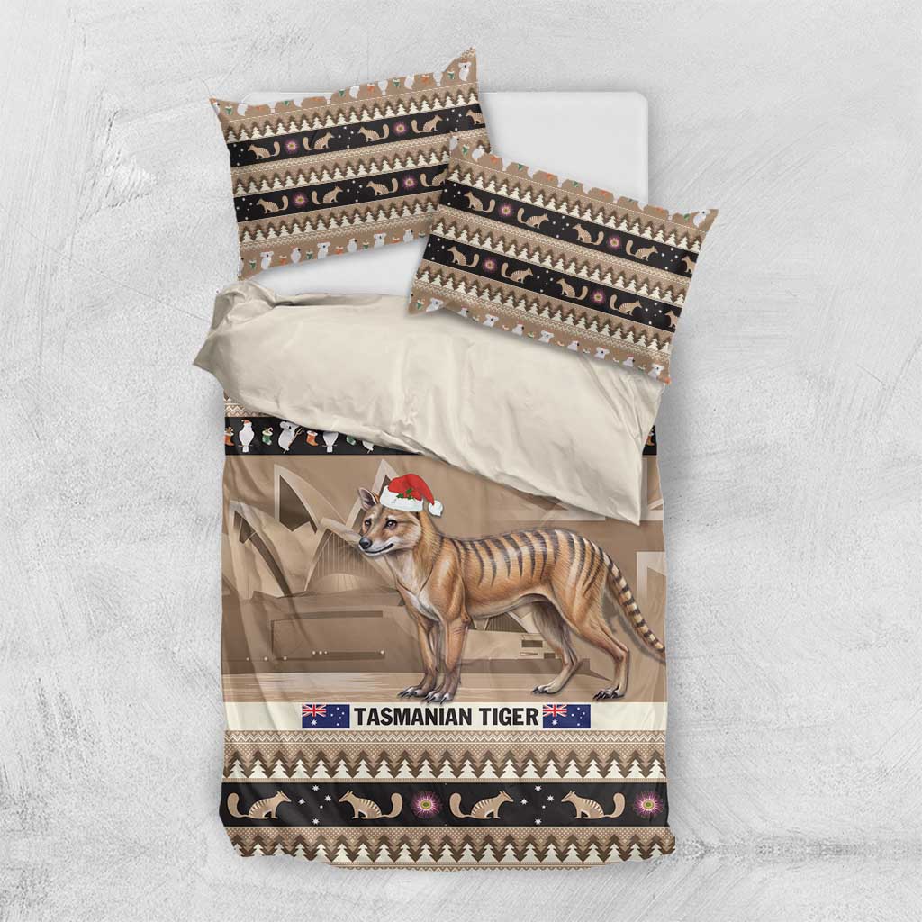 Aussie Tasmanian Tiger Bedding Set Merry Christmas - Vibe Hoodie Shop