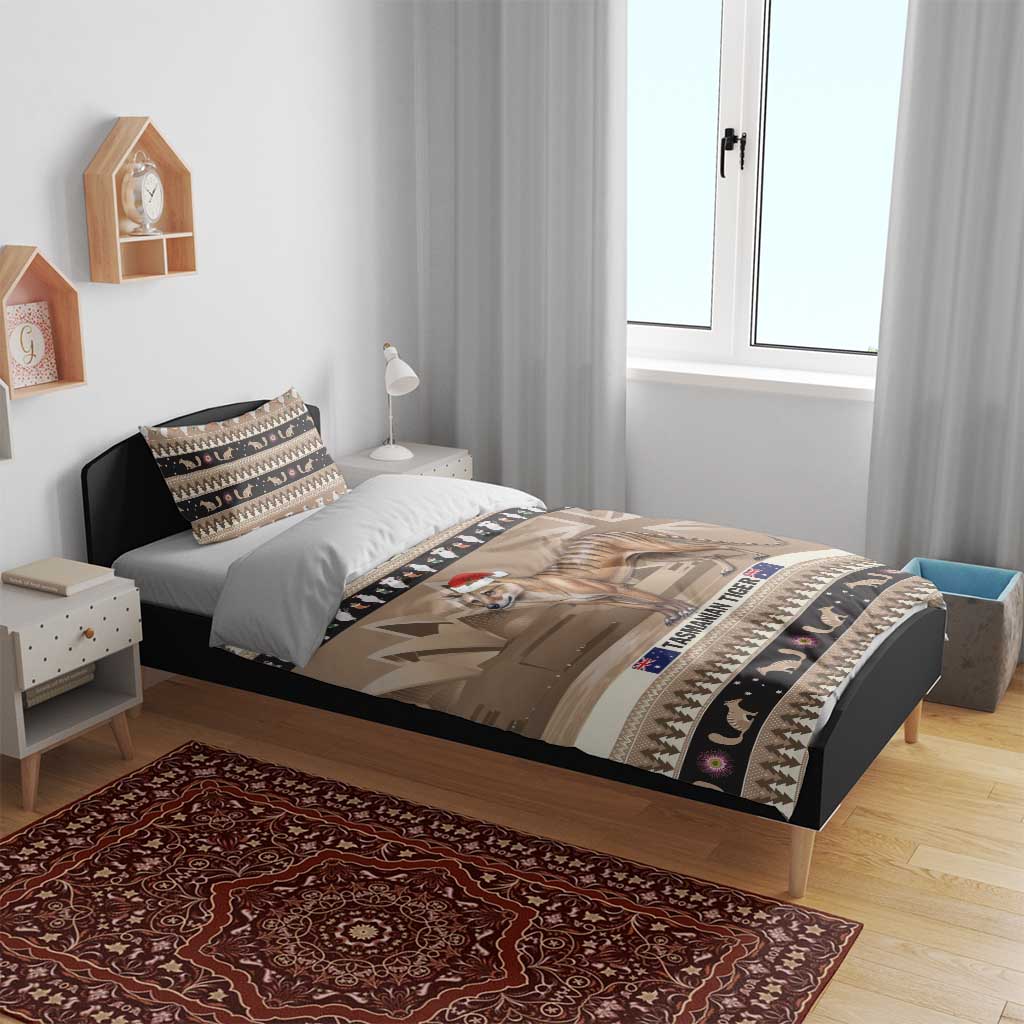 Aussie Tasmanian Tiger Bedding Set Merry Christmas - Vibe Hoodie Shop