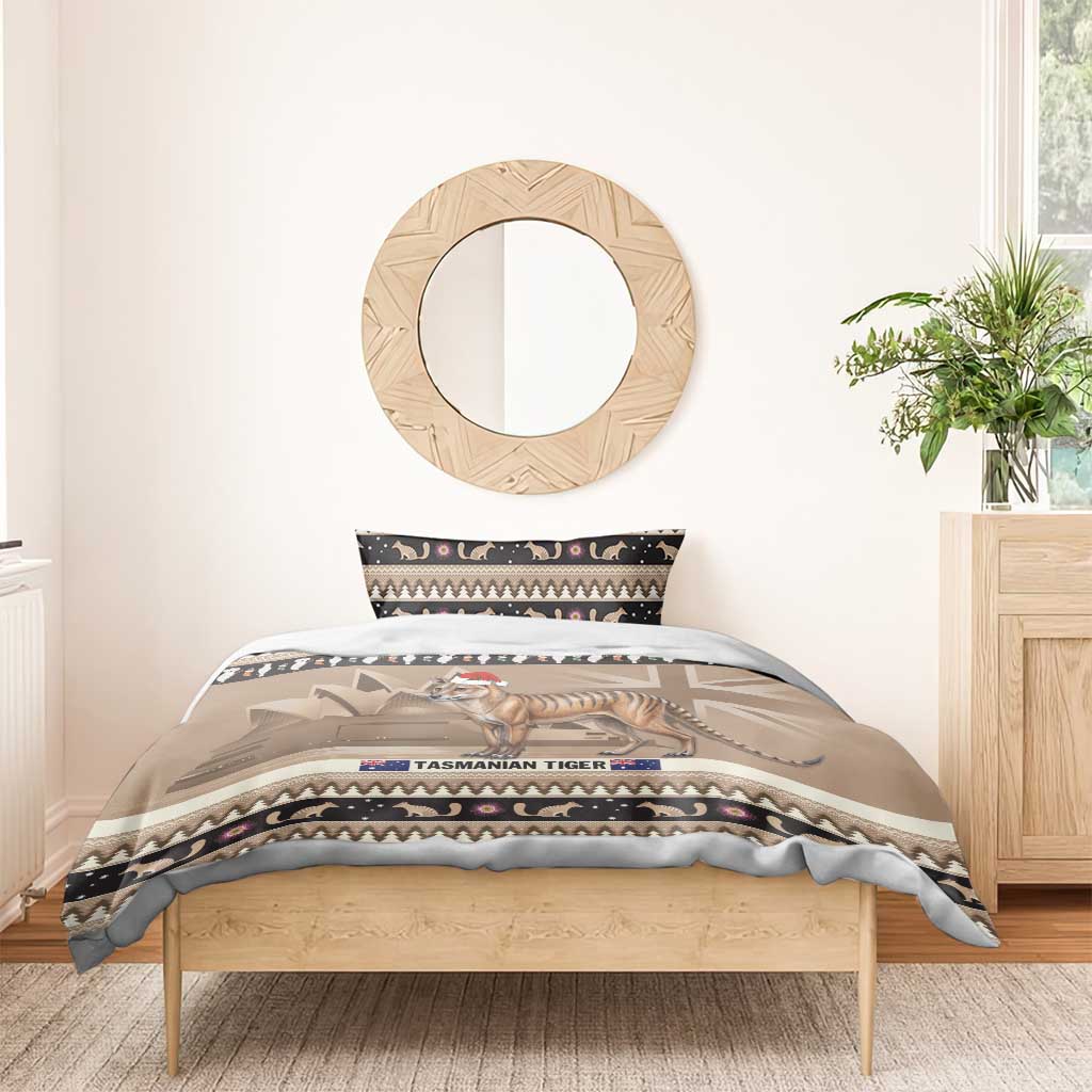 Aussie Tasmanian Tiger Bedding Set Merry Christmas - Vibe Hoodie Shop