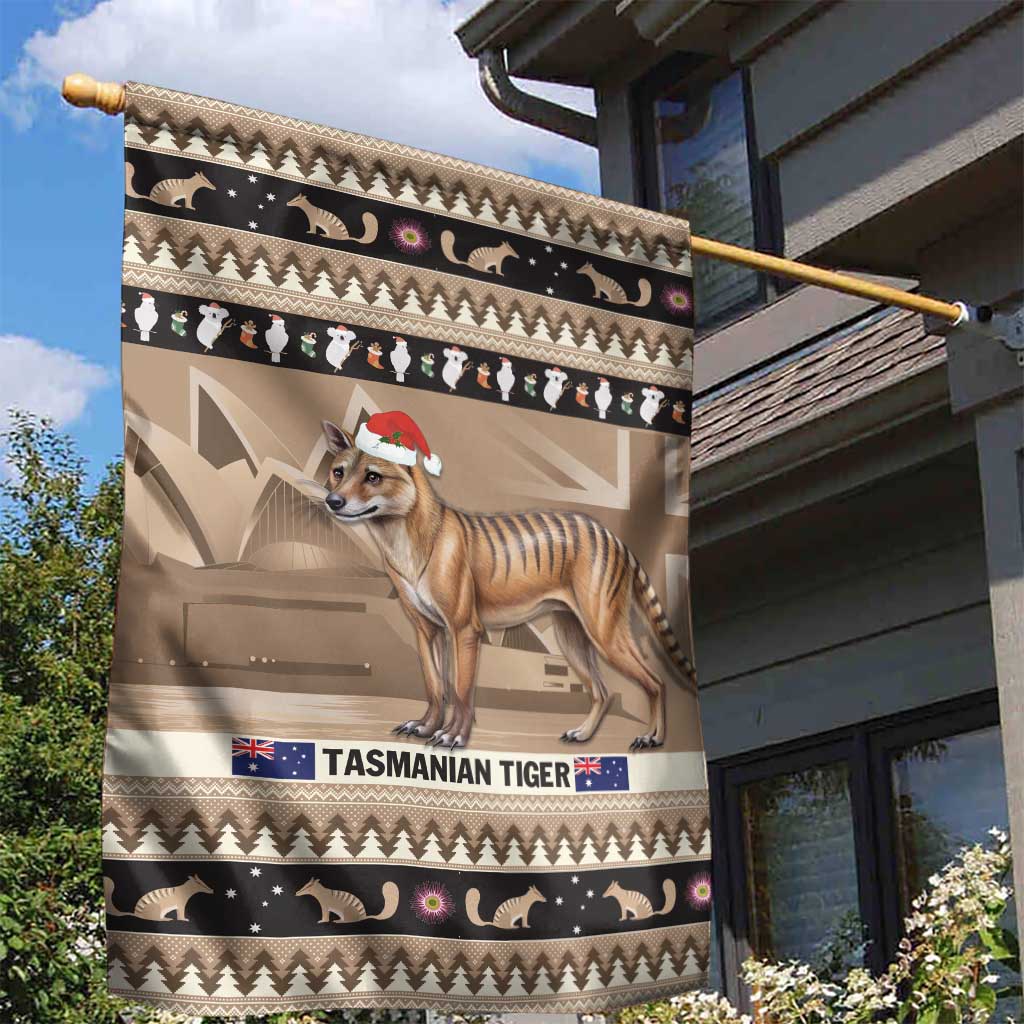Aussie Tasmanian Tiger Garden Flag Merry Christmas - Vibe Hoodie Shop