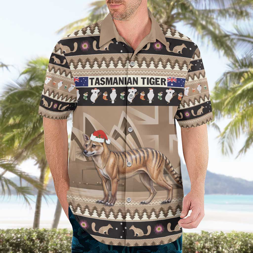 Aussie Tasmanian Tiger Hawaiian Shirt Merry Christmas - Vibe Hoodie Shop