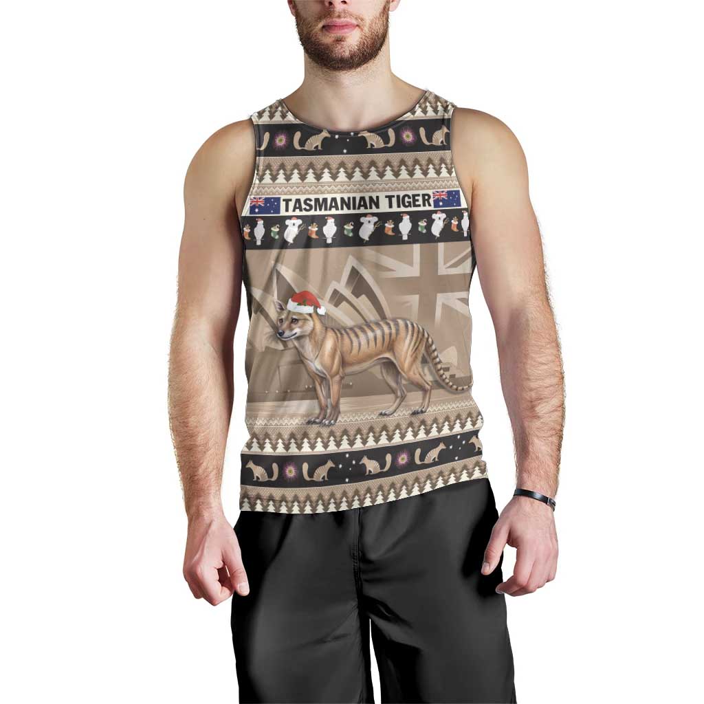 Aussie Tasmanian Tiger Men Tank Top Merry Christmas - Vibe Hoodie Shop