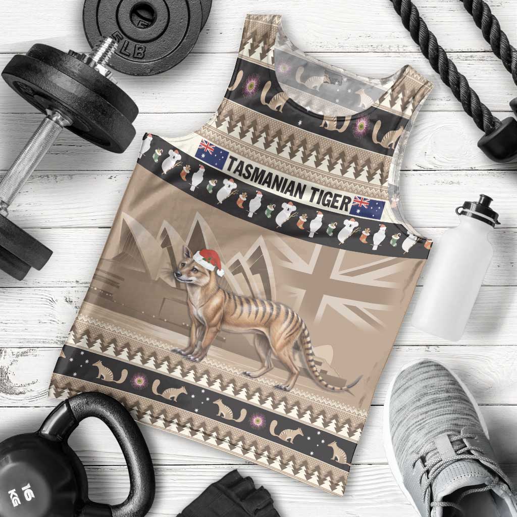 Aussie Tasmanian Tiger Men Tank Top Merry Christmas - Vibe Hoodie Shop