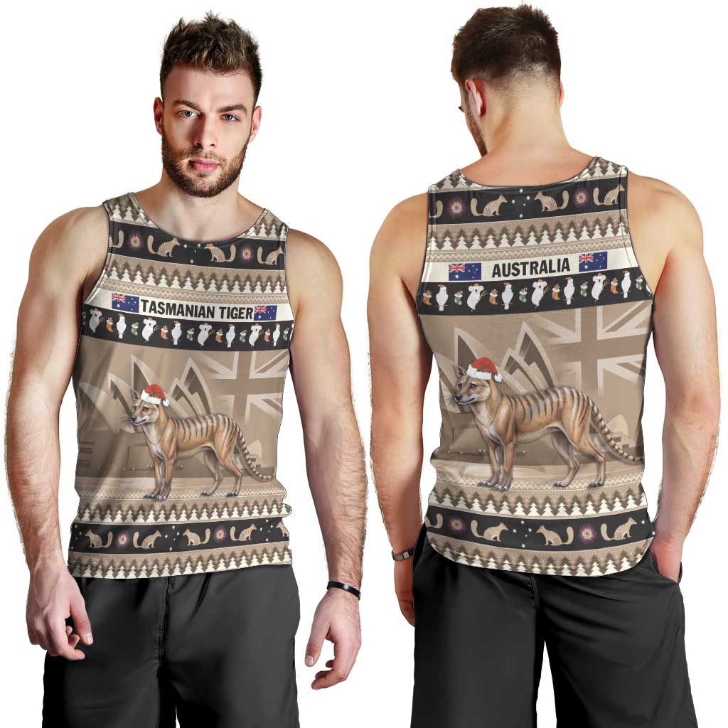 Aussie Tasmanian Tiger Men Tank Top Merry Christmas - Vibe Hoodie Shop
